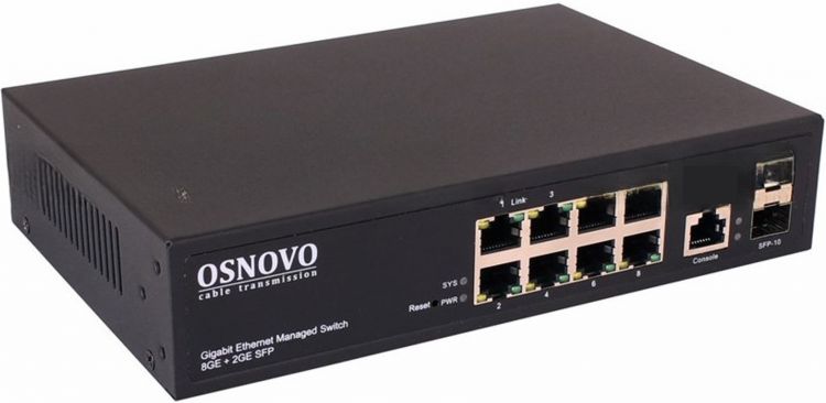 

Коммутатор управляемый OSNOVO SW-70802/L2 (L2+) Gigabit Ethernet на 10 портов: 8 x GE (10/100/1000Ba, SW-70802/L2