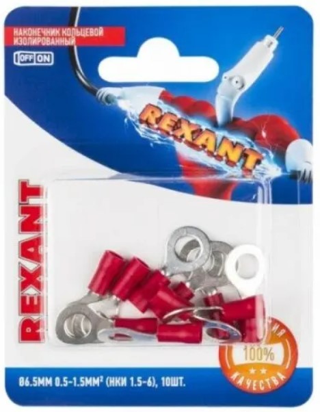 

Наконечник Rexant 06-0415-A кольцевой изолированный диам. 6.5 мм 0.5-1.5мм2 (НКи 1.5-6/НКи 1,25-6) красный, в упак. 10 шт., 06-0415-A