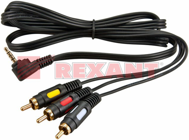 

Кабель Rexant 17-4412 3.5мм 4C Plug - 3RCA Plug, 1.5м (GOLD), 17-4412