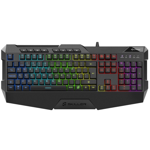 

Клавиатура Sharkoon Skiller SGK4 черная, (US-Layout), (резиновые колпачки, RGB подсветка, USB), Skiller SGK4