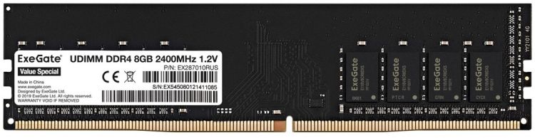 

Модуль памяти DDR4 8GB Exegate Value Special EX287010RUS 2400MHz PC4-19200 CL17 1.2V, Value Special