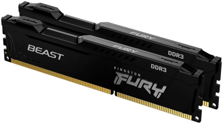 цена Модуль памяти DDR3 16GB (2*8GB) Kingston FURY KF318C10BBK2/16 Beast Black 1866MHz CL10 2RX8 1.5V 240-pin 4Gbit
