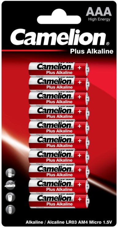 

Батарейка Camelion LR03-BP10 Alkaline LR03/AAA, 1,5 В, 1150 мА.ч, 10 шт в упаковке (3221), LR03-BP10