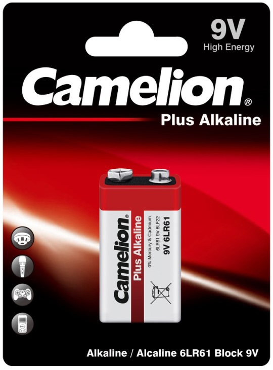 

Батарейка Camelion 6LR61-BP1 Alkaline 6LR61, "крона", 9 В, 550 мА.ч, 1 шт в упаковке (1655), 6LR61-BP1