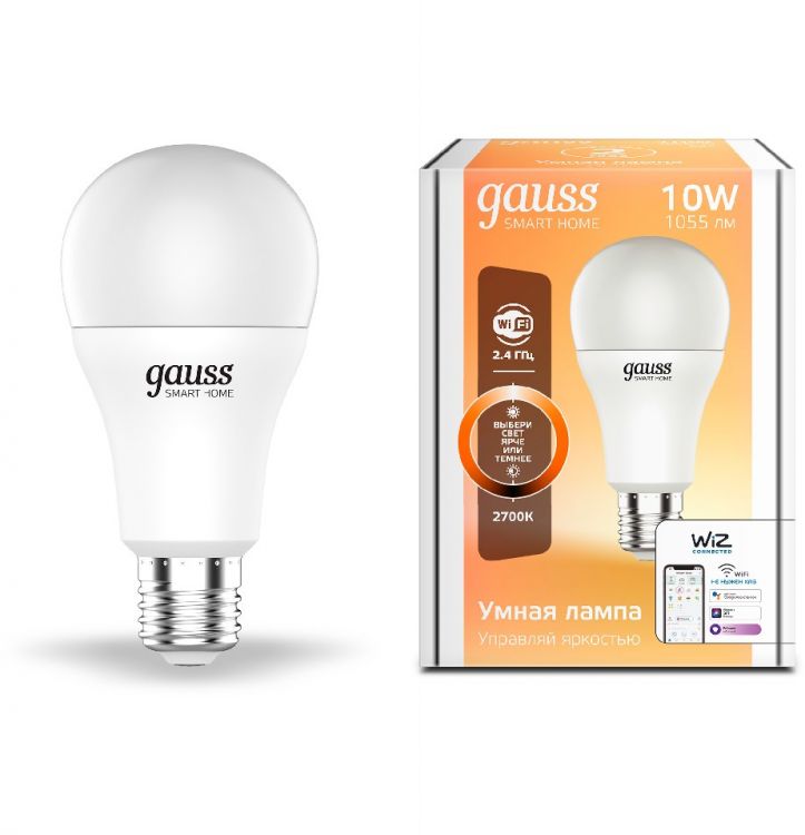 

Лампа светодиодная Gauss 1070112 Smart Home DIM E27 A60 10 Вт 2700К 1055 лм, 1070112