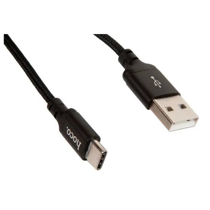 

Кабель интерфейсный USB 2.0-Type C Hoco X14 черный, 2м, X14