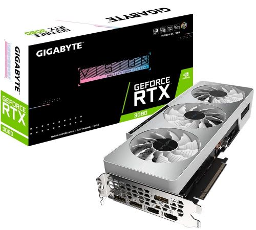 Видеокарта PCI-E GIGABYTE GeForce RTX 3080 VISION OC (GV-N3080VISION OC-10GD 2.0) 10GB GDDR6X 320bit 8nm 1440/19000MHz 2*HDMI/3*DP RTL