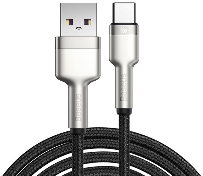 

Кабель интерфейсный Baseus CAKF000201 USB to Type-C 66W, в оплётке, 2m black, CAKF000201