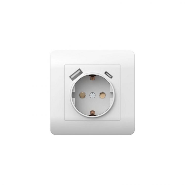 

Розетка CHINT 431552 NЕW3-E 16А с заземл. защ. шторки с 2-мя заряд. устройствами USB A+C 5В/2.1А бел., 431552