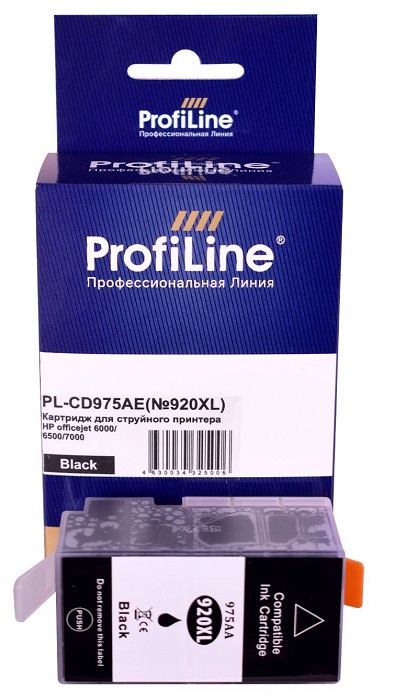 

Картридж ProfiLine PL_CD975AE_BK струйный (№920XL) для принтеров HP OfficeJet-6000/6500/7000/7500 с чернилами на водной основе Black 32 мл, PL_CD975AE_BK