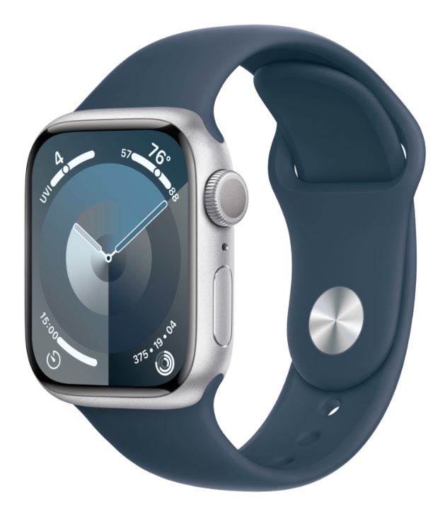 Часы Apple Watch S9 45mm Silver Aluminium Case with Storm Blue Sport Band - M/L цена и фото