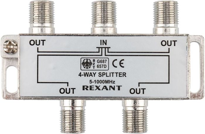 

Сплиттер Rexant 05-6003 ТВ х 4 под F разъём 5-1000 МГц, 05-6003