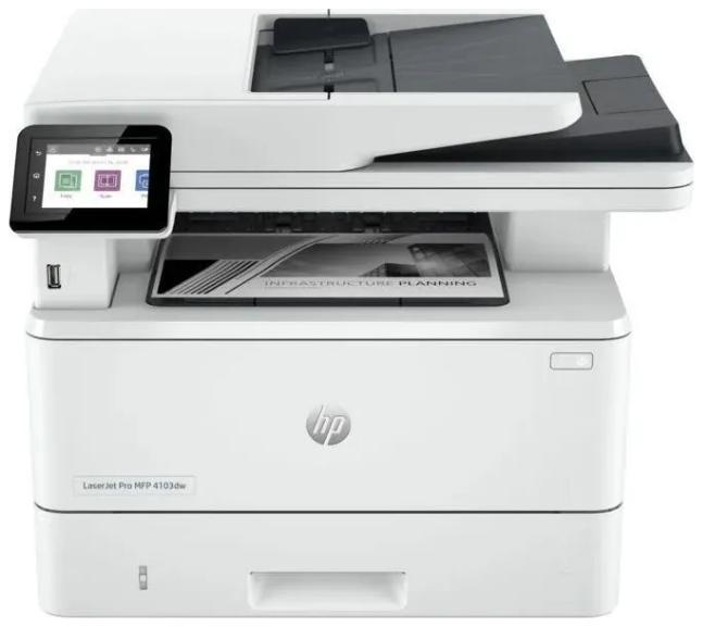 МФУ лазерное черно-белое HP LaserJet Pro MFP M4103fdn 2Z628A A4, 40ppm, Duplex, ADF, Fax, USB/Ethernet, tray 100+250 (cart. 3050 page)