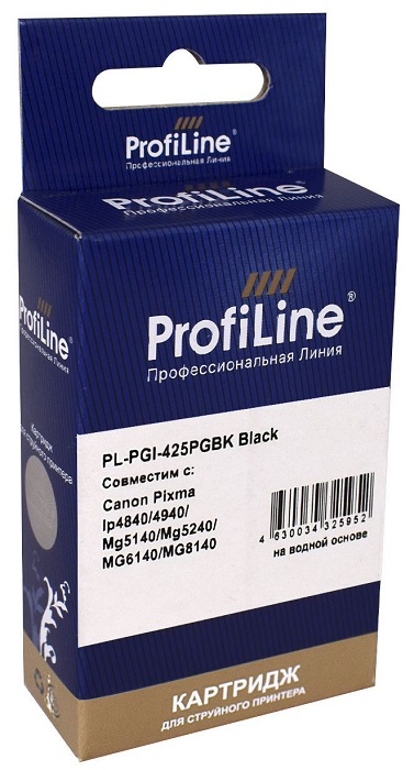 Картридж ProfiLine PL_PGI-425PGBK_BK струйный для принтеров Canon Pixma IP4840/IP4940/MG5140/MG6140/MG6240/MG8140/MG8240/iX6540/MX714/MX884/MX894 с че