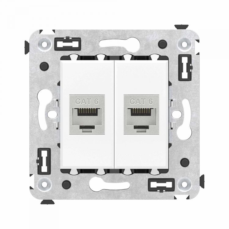 

Розетка компьютерная DKC 4400794 RJ-45 без шторки в стену, кат.6 двойная экранированная, "Белое облако", "Avanti", 4400794