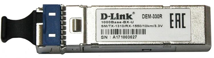 

Модуль SFP D-link 330R/10KM/A1A 1000BASE-BX-U SM, LC, 10km, ресивер, WDM, 330R/10KM/A1A