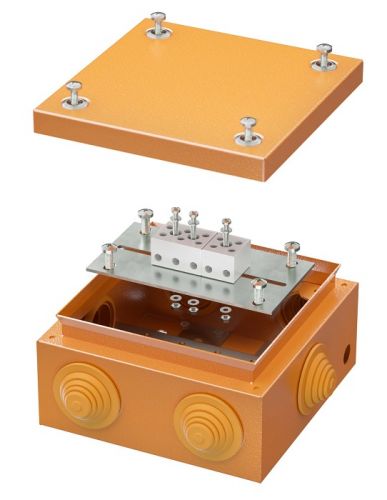 Коробка распределительная DKC FSB31506 стальная FS с кабельными вводами и клеммниками, IP55, 150х150, цвет оранжевый