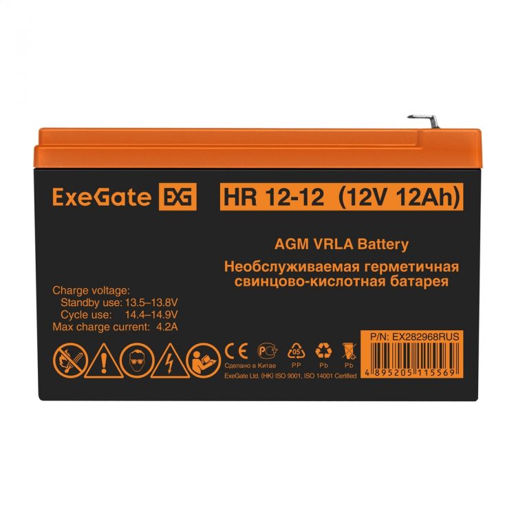 Батарея аккумуляторная Exegate HR 12-12 EX282968RUS (12V 12Ah 1251W, клеммы F2)