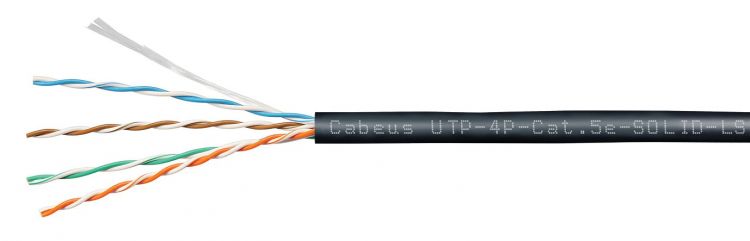 

Кабель витая пара U/UTP 5e кат. 4 пары Cabeus UTP-4P-Cat.5e-SOLID-LSZH-BK-100 (24 AWG), одножильный, черный, LSZH, нг(А)-HF, (100 м), UTP-4P-Cat.5e-SOLID-LSZH-BK-100