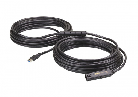 цена Шнур Aten UE3315A-AT-G , USB, A>A, Male-Female, 4 провода, опрессованный, 15 метр., черный, (Б.П. 220> 5V в комплекте;наращиваемый до 3шт;USB 3.1Gen 1