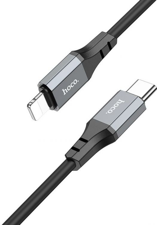 

Кабель интерфейсный Hoco X86 IP Spear PD USB Type-C (m)-Lightning (m) 1м черный коробка (2001943), X86 IP Spear PD