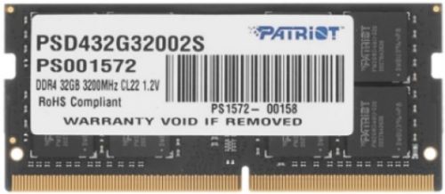 Модуль памяти SODIMM DDR4 32GB Patriot Memory PSD432G32002S Signature Line PC4-25600 3200MHz CL22 1.