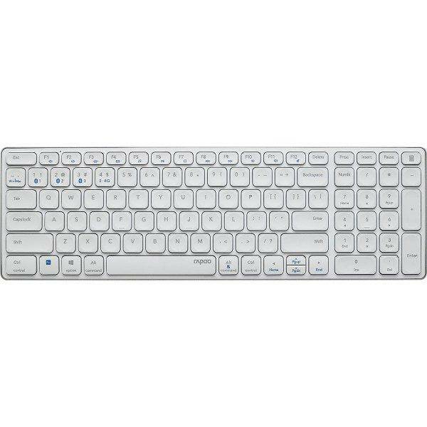 Клавиатура беспроводная Rapoo E9700M белый белая USB BT/Radio slim Multimedia для ноутбука (14516) клавиатура для ноутбука samsung r420 r418 r423 r425 r428 r429 r469 rv410 rv408 белая