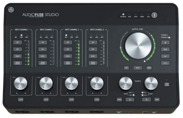 

Аудиоинтерфейс Arturia Audiofuse Studio 830101 24бит/192кГц, 4xXLR/TRS Mic/Line входа, 2xRCA Phono/Line, 4 Insert входа, 2xTRS AUX выхода, 4xTRS выход, Audiofuse Studio