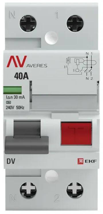 

УЗО EKF rccb-2-40-30-a-av DV 2P 40А/ 30мА (A) AVERES, rccb-2-40-30-a-av