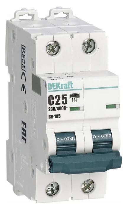 

Автоматический выключатель DEKraft 13211DEK ВА-105 - 2P, тип хар-ки D, 6 А, 230 В AC, 10кА, 13211DEK