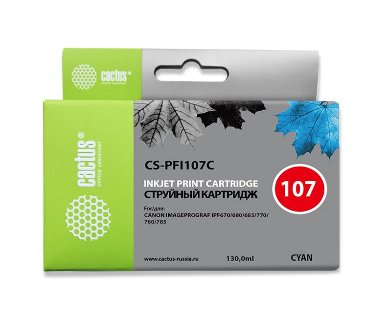 

Картридж Cactus CS-PFI107C синий (130мл) для Canon IP iPF670/iPF680/iPF685/iPF770/iPF780, CS-PFI107C