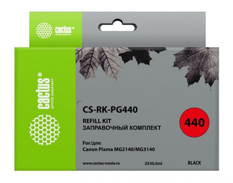 

Заправочный комплект Cactus CS-RK-PG440 черный 60мл для Canon MG2140, MG3140, CS-RK-PG440