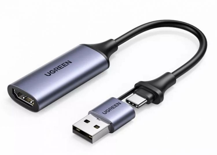 Устройство видеозахвата UGREEN CM489 40189_ HDMI/USB Type-C-USB Type-А, цвет: серый