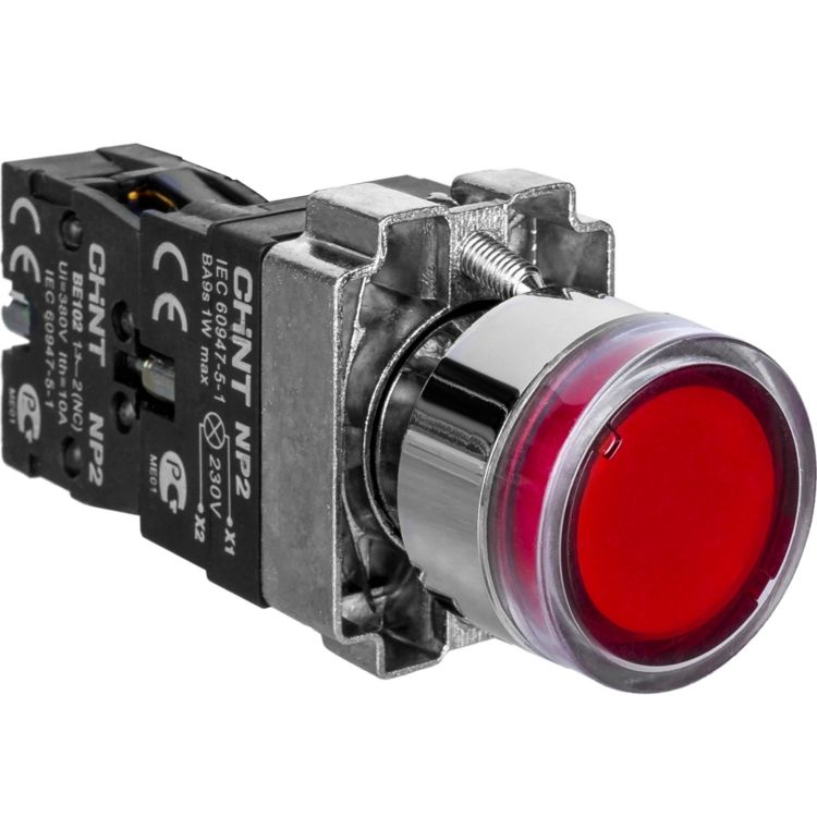 

Кнопка управления CHINT 573832 NP2-BW3461, 1НО, красн., AC/DC, 230В(LED), IP40, 573832