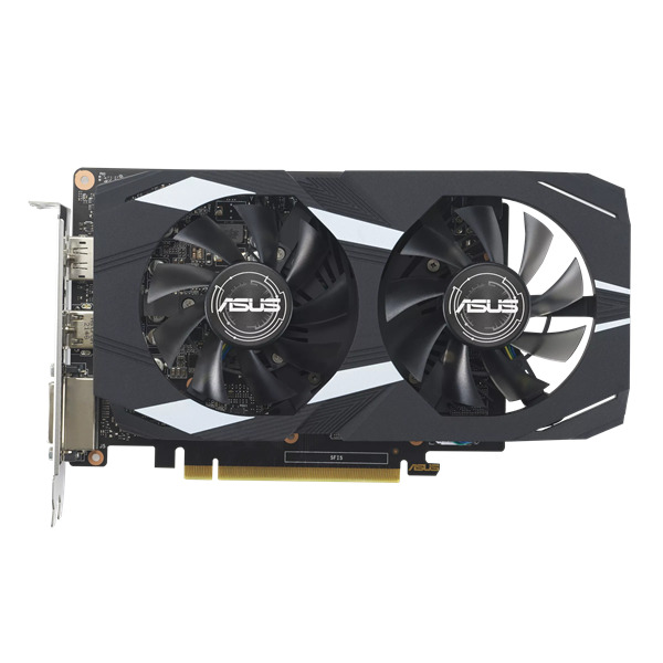 

Видеокарта PCI-E 4.0 ASUS Dual GeForce GTX 1650 OC Edition 4GB GDDR6 EVO 128bit, 14nm, 1785/12000MHz, DVI-D, HDMI, DP, ret, Dual GeForce GTX 1650 OC Edition 4GB GDDR6 EVO