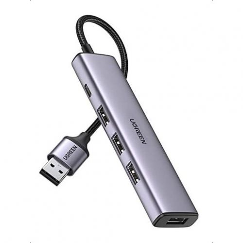 Концентратор UGREEN 20805_ USB 3.0 to 4*USB 3.0, серый космос