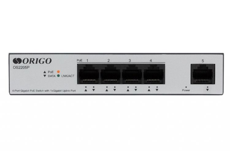 

Коммутатор неуправляемый ORIGO OS2205P/60W/A1A 4x1000Base-T PoE, 1x1000Base-T, PoE Budget 60W, Long-range PoE up to 250m, metal case, OS2205P/60W/A1A