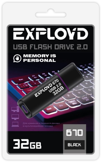 Накопитель USB 2.0 32GB Exployd EX-32GB-670-Black 670 белый