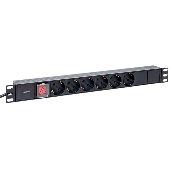 

Блок розеток 19", 6 розеток EKF TRC-HPD-LS-16A-6SH-2MSH PDU TERACOM 1U 16А/250В Schuko с выключат. шнур 2 м 3x1,5 мм2 вилка Schuko корпус пластик черн, TRC-HPD-LS-16A-6SH-2MSH