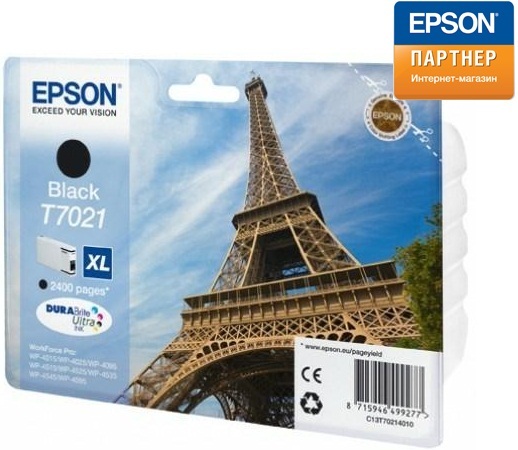 Картридж Epson C13T70214010 для WP 4000/4500 повышенной емкости черный на 2400 страниц - фото 1