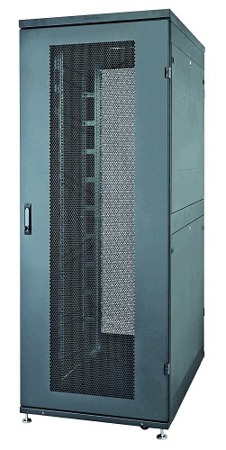 Шкаф напольный 19, 42U Eurolan 60F-42-7A-94BL Rackcenter D9000 750 × 1000, передняя дверь перфорированная одностворчатая, задняя дверь перфорированная фото