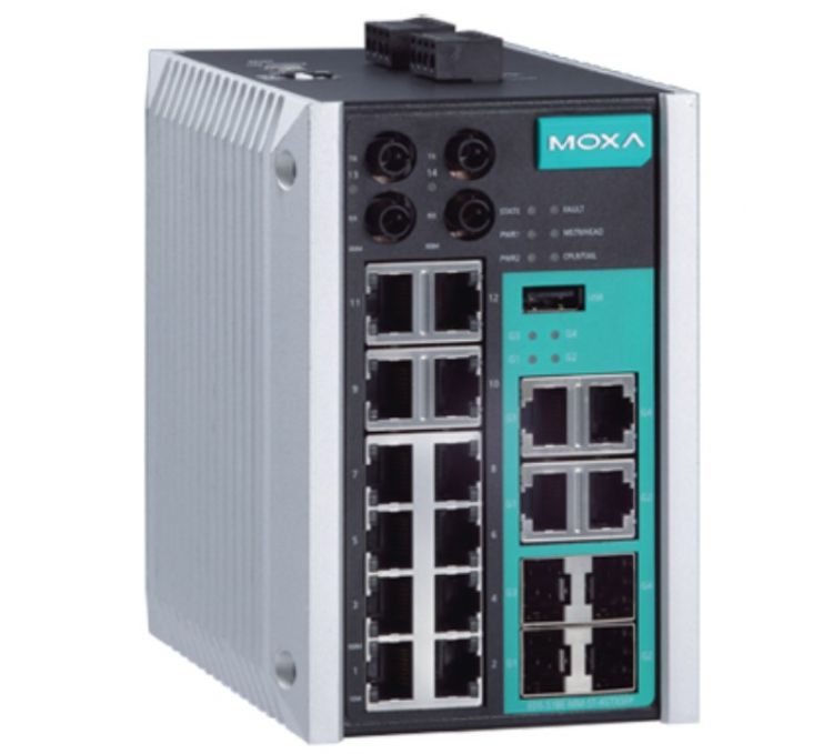 

Коммутатор управляемый MOXA EDS-518E-MM-ST-4GTXSFP 12x10/100BaseT(X) ports, 2 100BaseFX multi-mode ports with ST connectors, and 4 combo 10/100/1000Ba, EDS-518E-MM-ST-4GTXSFP