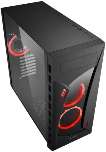 Корпус eATX Sharkoon NIGHT SHARK RED черный, без БП, с окном, 2*USB 2.0, 2*USB 3.0, audio, red led - фото 3