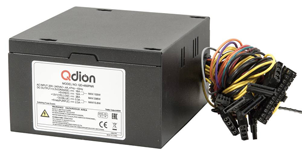 

Блок питания ATX Qdion QD-450PNR 80+ 450W, active PFC, вентилятор 120mm, QD-450PNR 80+