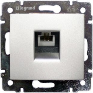 Розетка Legrand 770138 Valena CLASSIC - RJ11, 4 контакта, 1 выход, алюминий