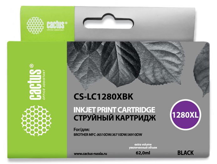 

Картридж Cactus CS-LC1280XBK черный (24мл) для Brother MFC-J6510/6910DW, CS-LC1280XBK