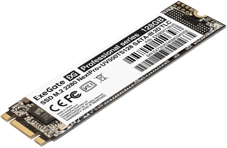 

Накопитель SSD M.2 2280 Exegate NextPro+ UV500TS128 EX280471RUS 128GB 558/497MB/s 3D TLC 50 TBW MTBF 1.8M, NextPro+ UV500TS128