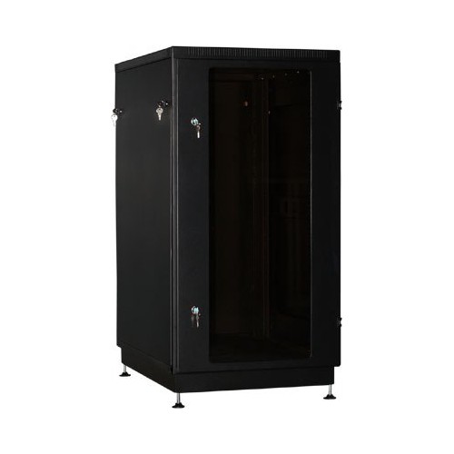 цена Шкаф напольный 19, 27U NT PRACTIC 2 MG27-66 B 196351 600*600, дверь со стеклом, черный