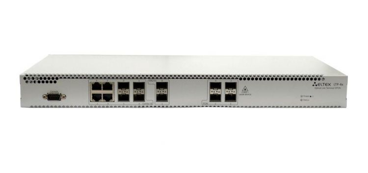 

Терминал ELTEX LTP-4X OLT, 4 порта GPON, 4 комбинированных порта 10/100/1000Base-T/1000Base-X, 2 порта 10G Base-R (SFP+)/1000Base-X, L2+, RSSI, LTP-4X