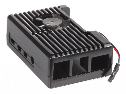 Корпус Qumo RS022 Aluminium Case with black fan, for Raspberry Pi 4, black, закрытый
